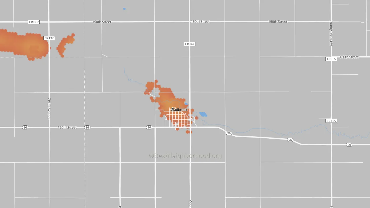 Bike Grade map of 50635, IA