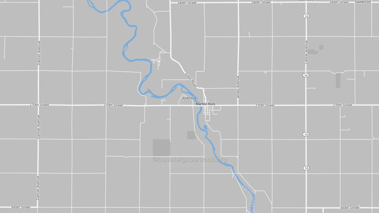 Bike Grade map of 50653, IA
