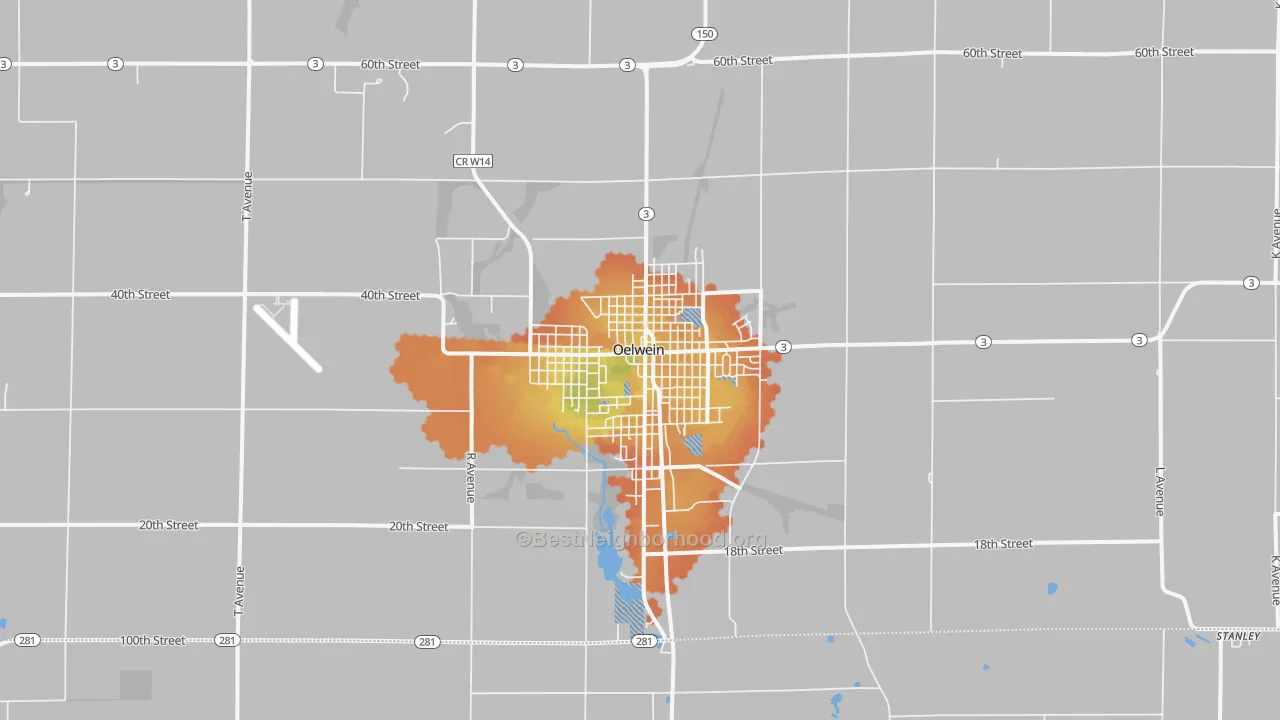 Bike Grade map of 50662, IA