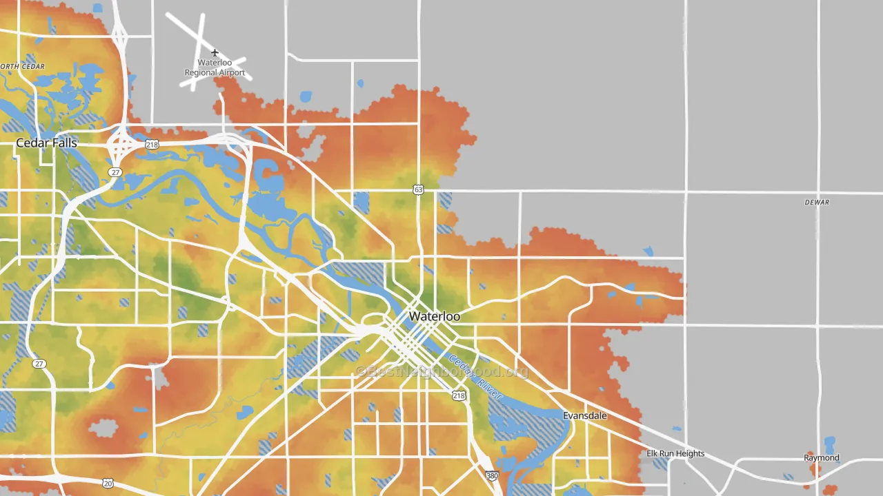 Bike Grade map of 50703, IA