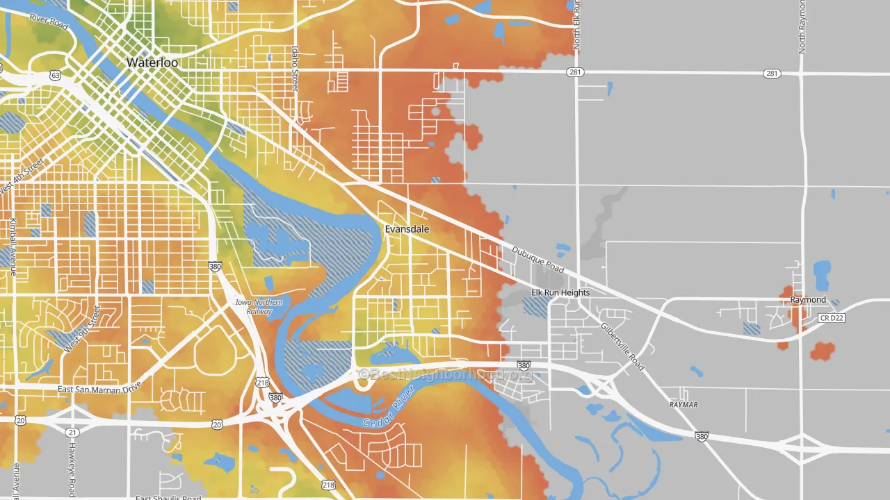 Bike Grade map of 50707, IA