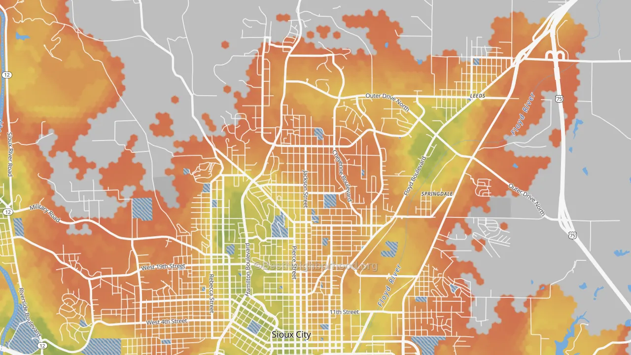 Bike Grade map of 51104, IA