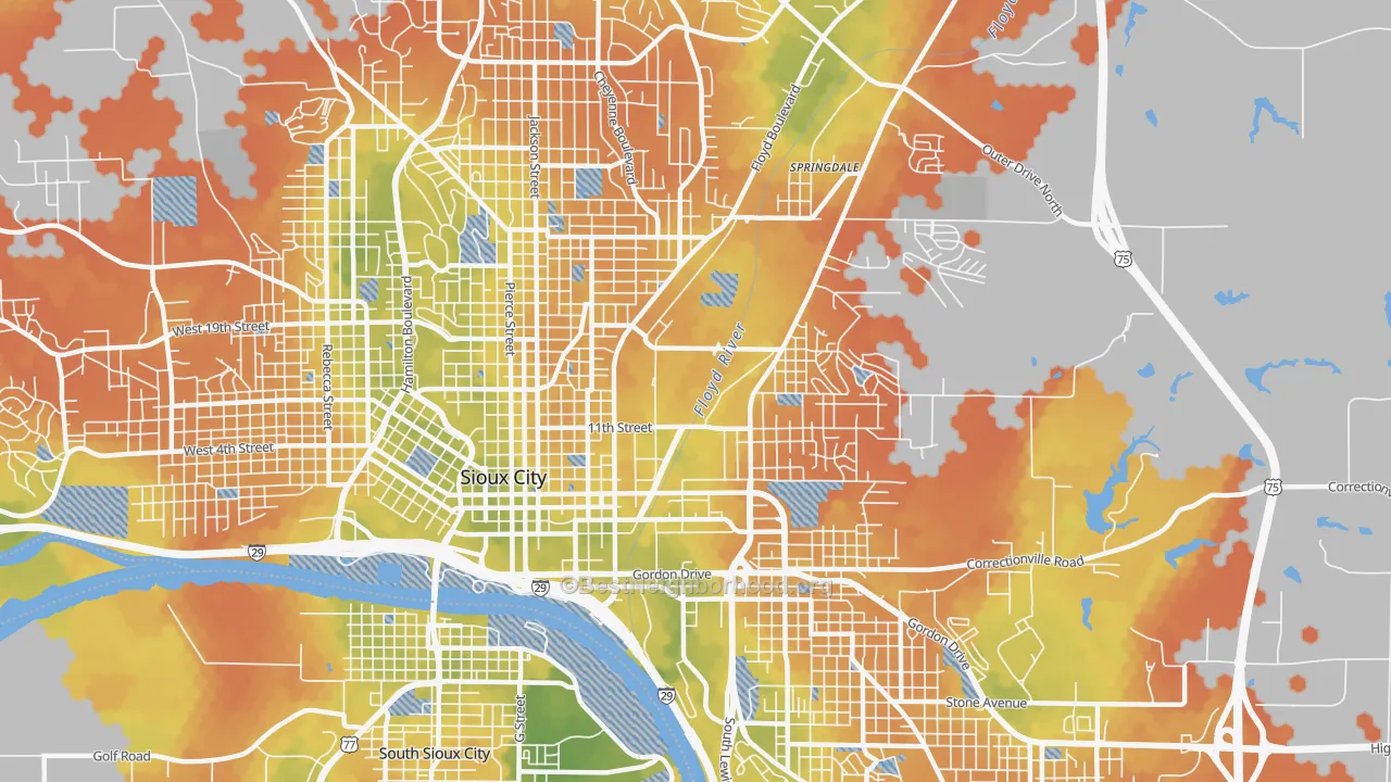 Bike Grade map of 51105, IA
