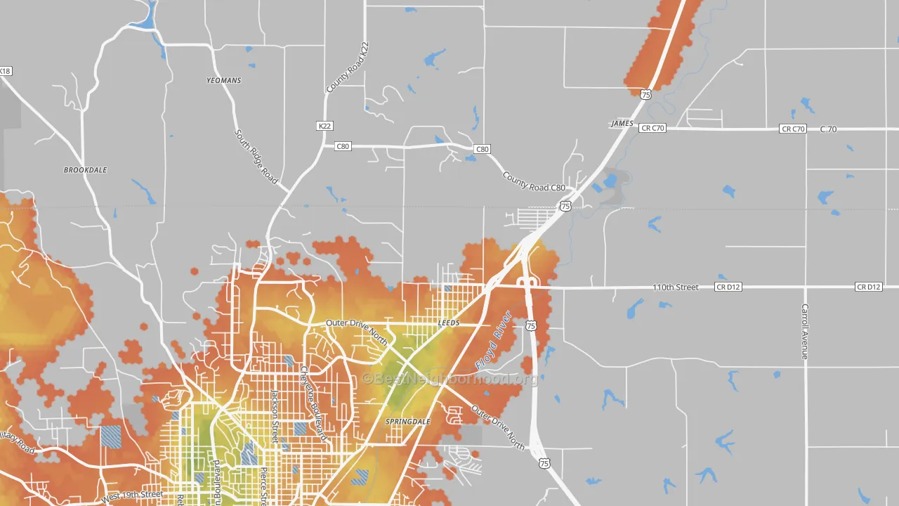 Bike Grade map of 51108, IA