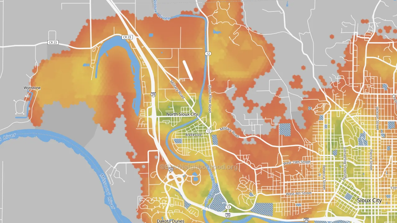 Bike Grade map of 51109, IA