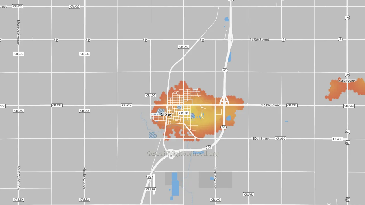 Bike Grade map of 51249, IA
