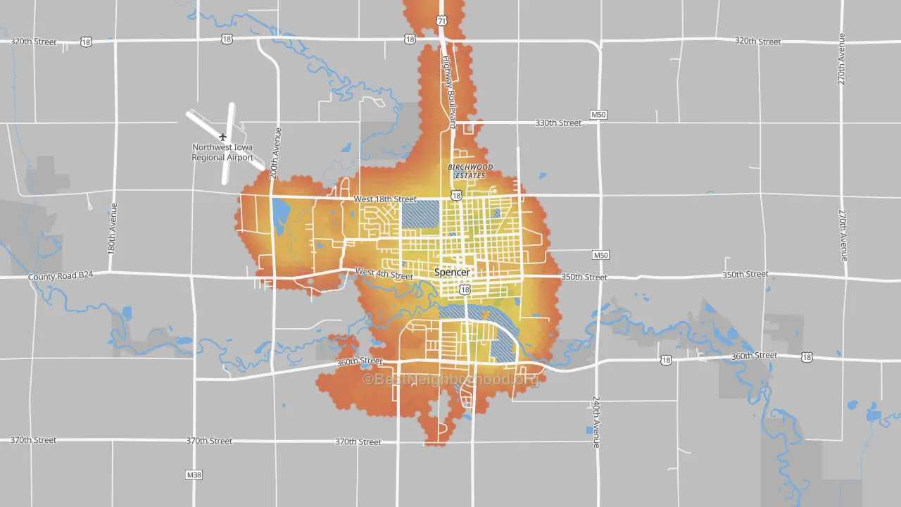 Bike Grade map of 51301, IA