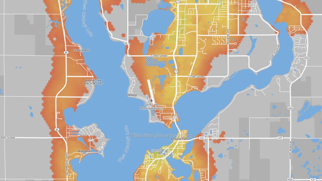 Bike Grade map of 51355, IA