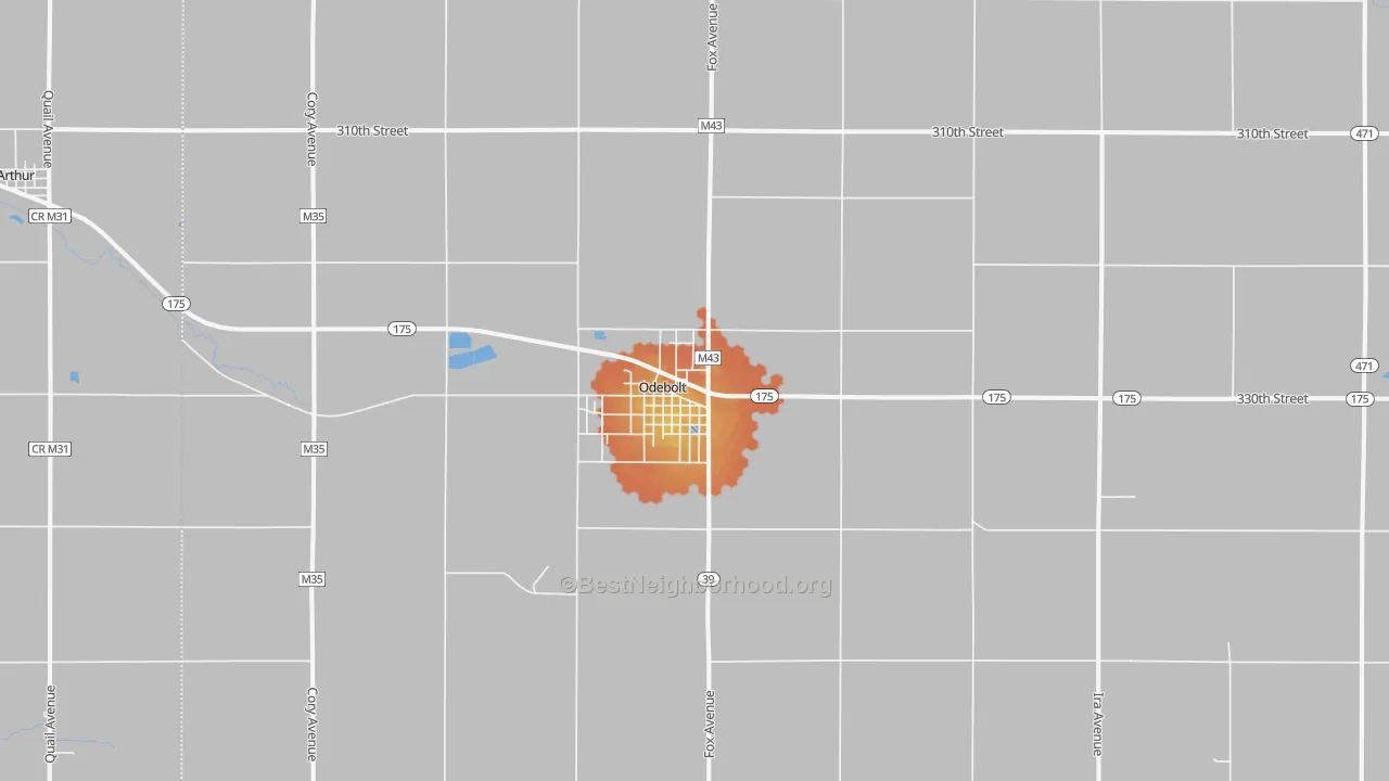 Bike Grade map of 51458, IA
