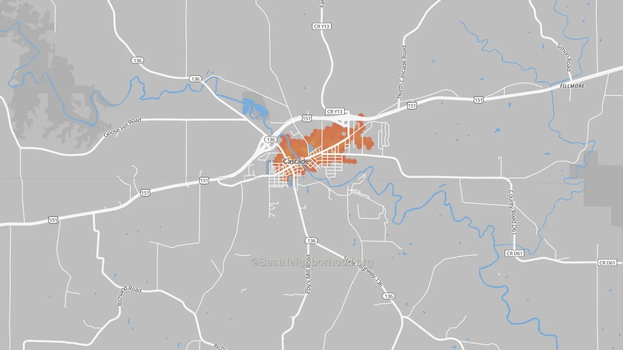 Bike Grade map of 52033, IA