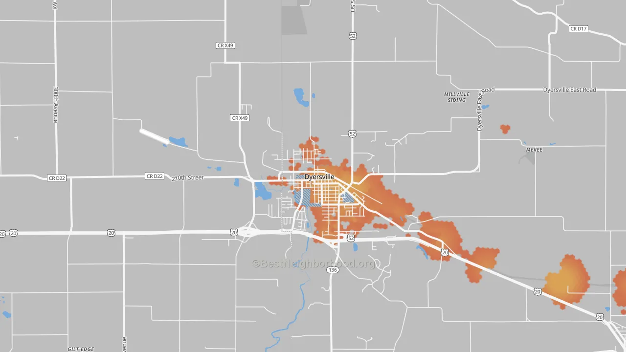 Bike Grade map of 52040, IA