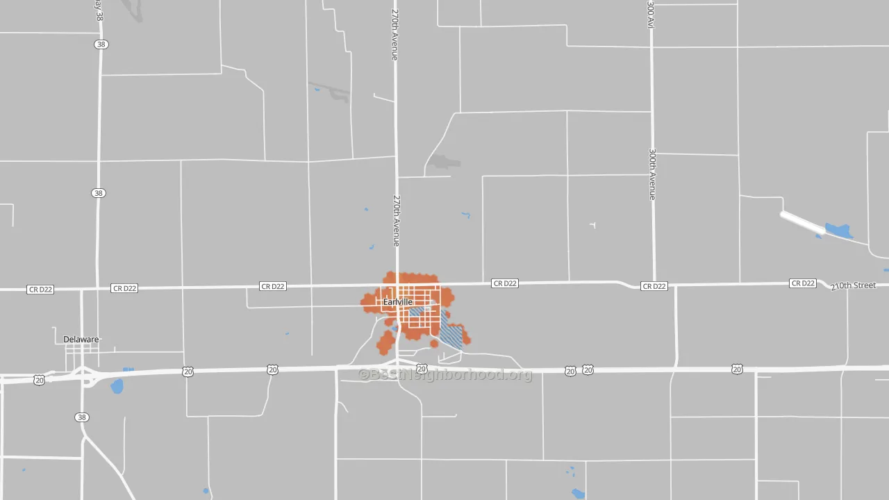 Bike Grade map of 52041, IA