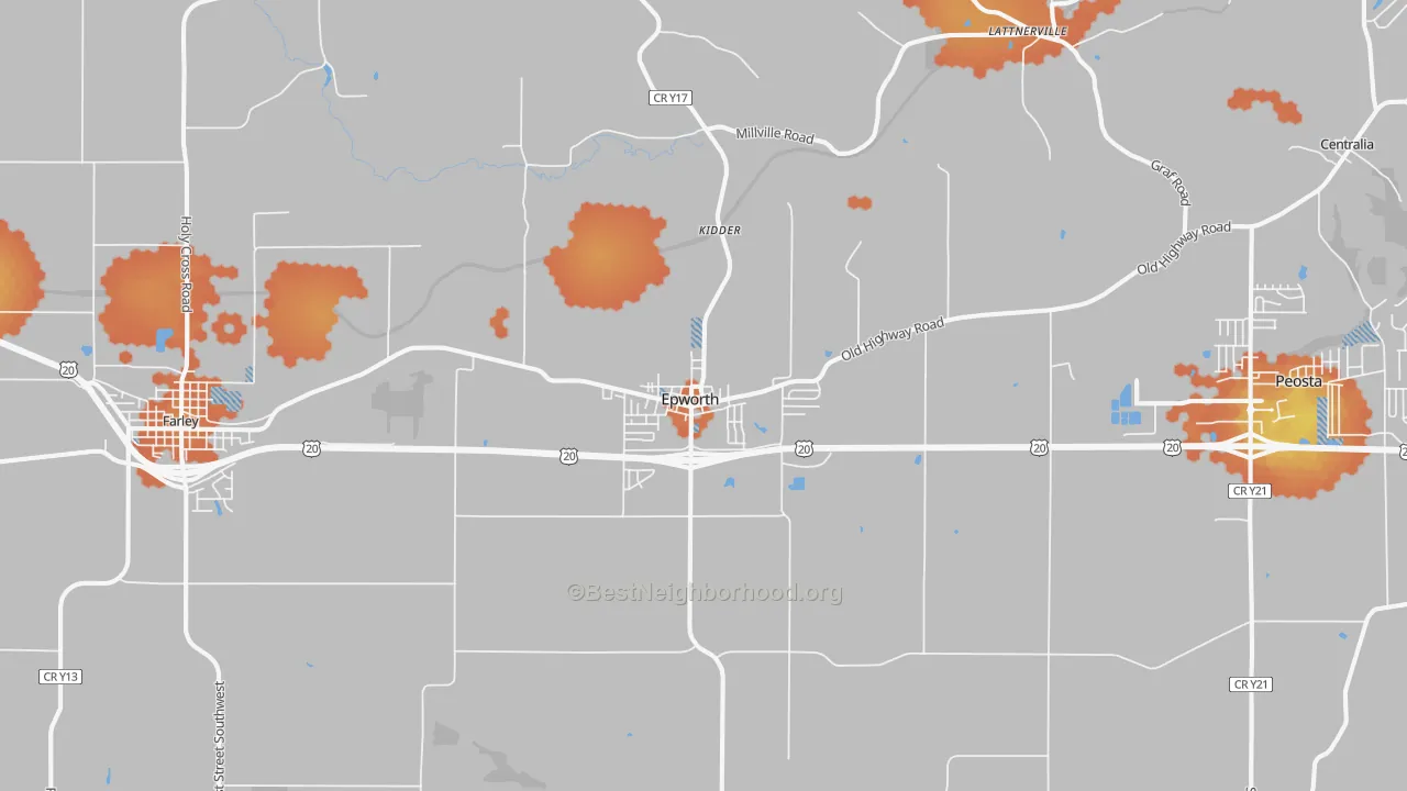 Bike Grade map of 52045, IA