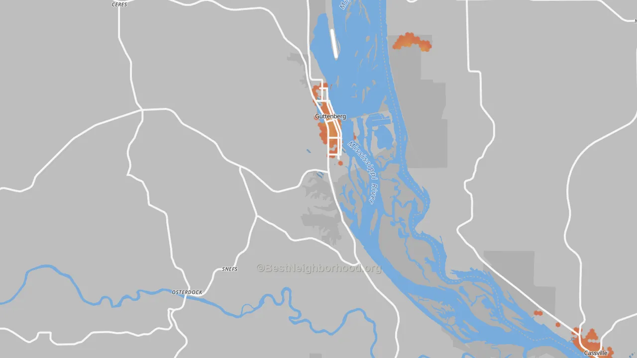 Bike Grade map of 52052, IA