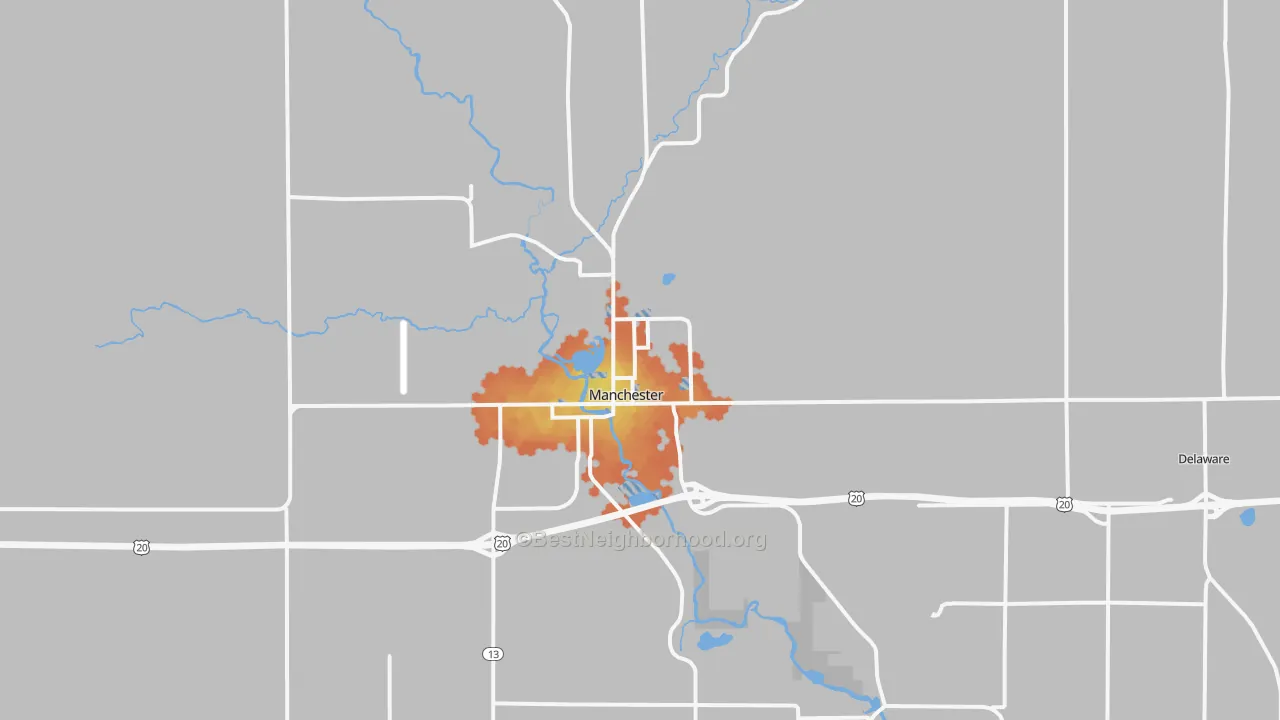 Bike Grade map of 52057, IA