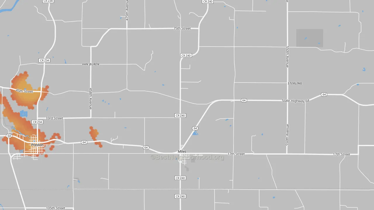 Bike Grade map of 52064, IA