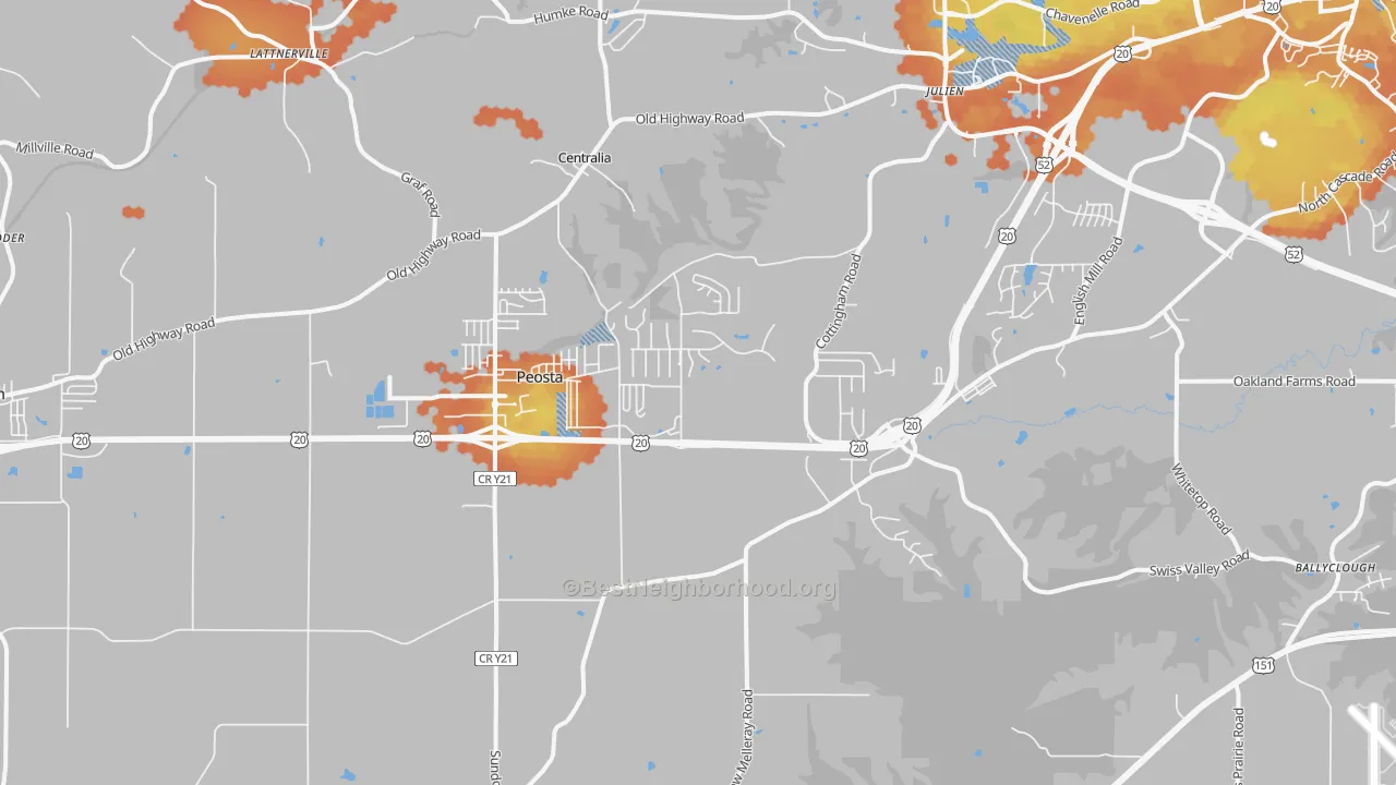 Bike Grade map of 52068, IA