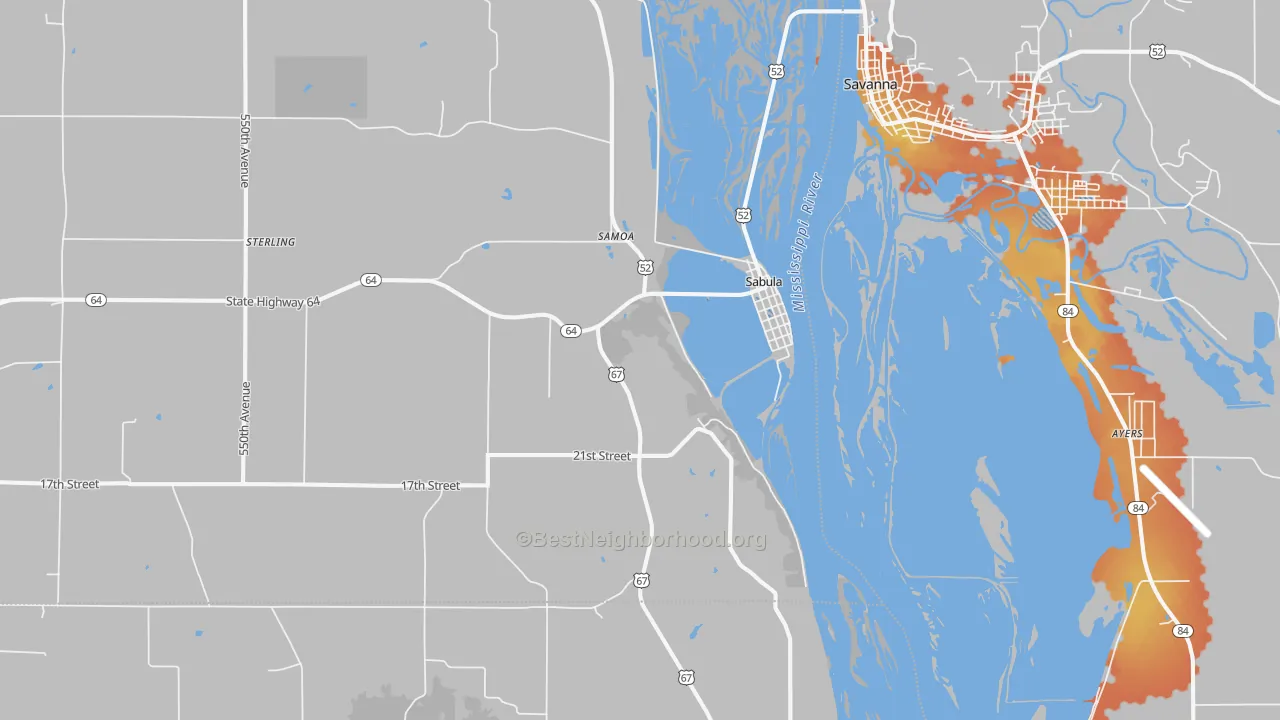 Bike Grade map of 52070, IA