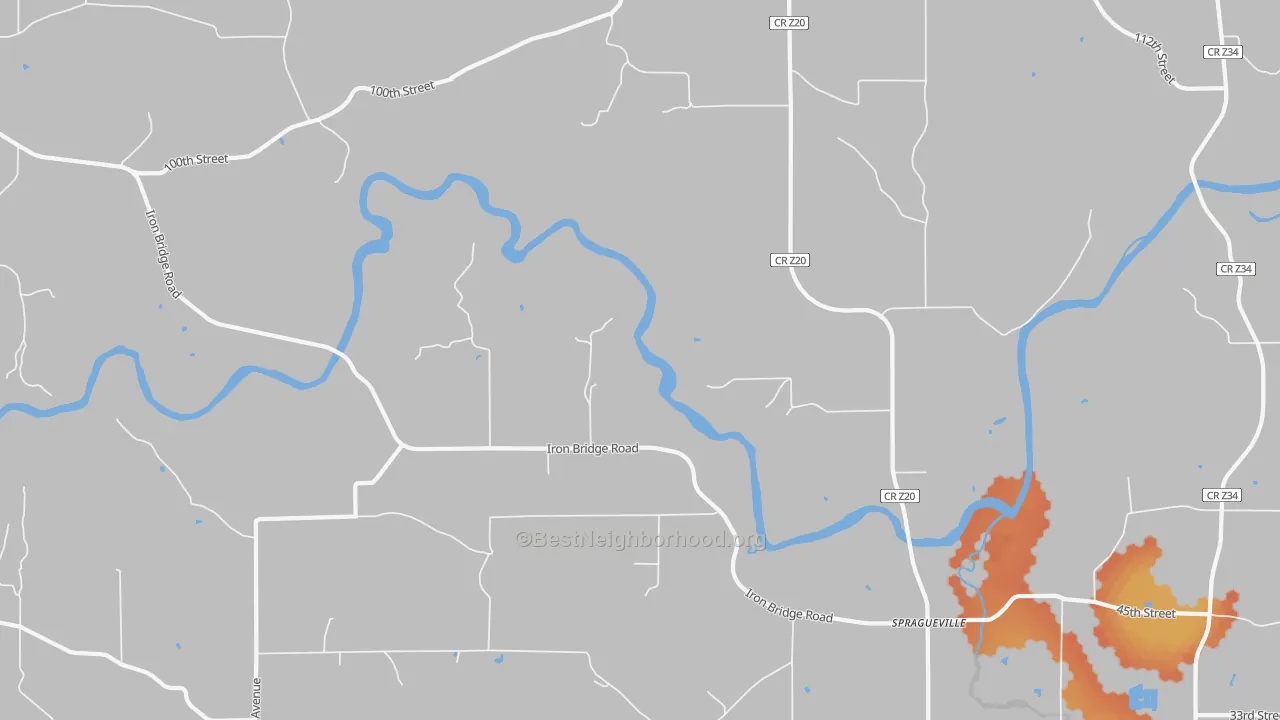 Bike Grade map of 52074, IA