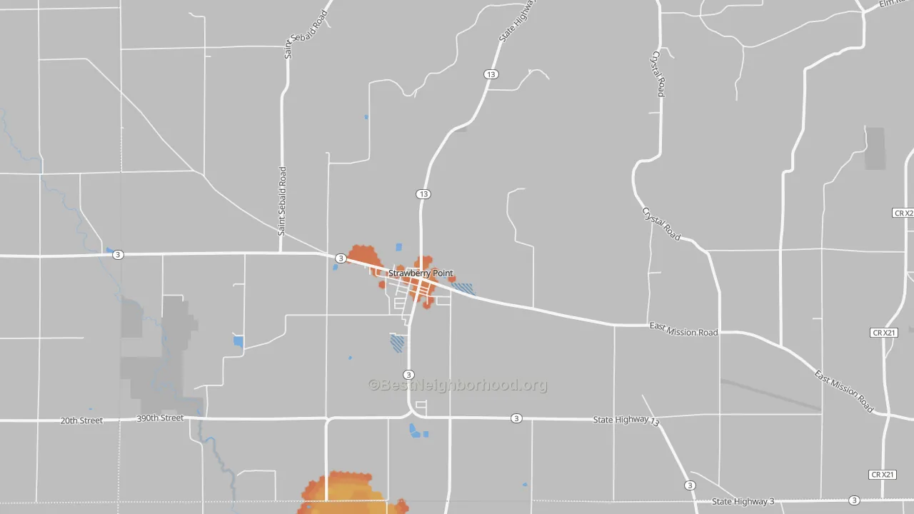 Bike Grade map of 52076, IA