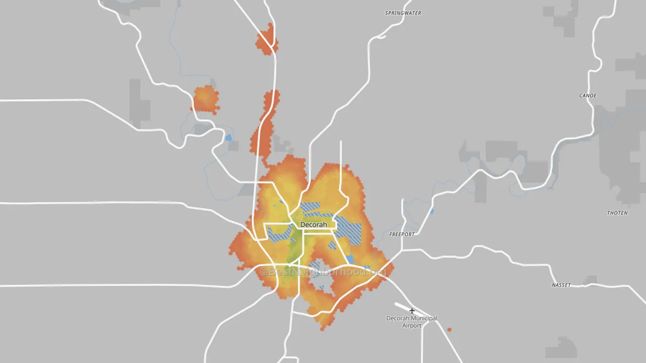 Bike Grade map of 52101, IA