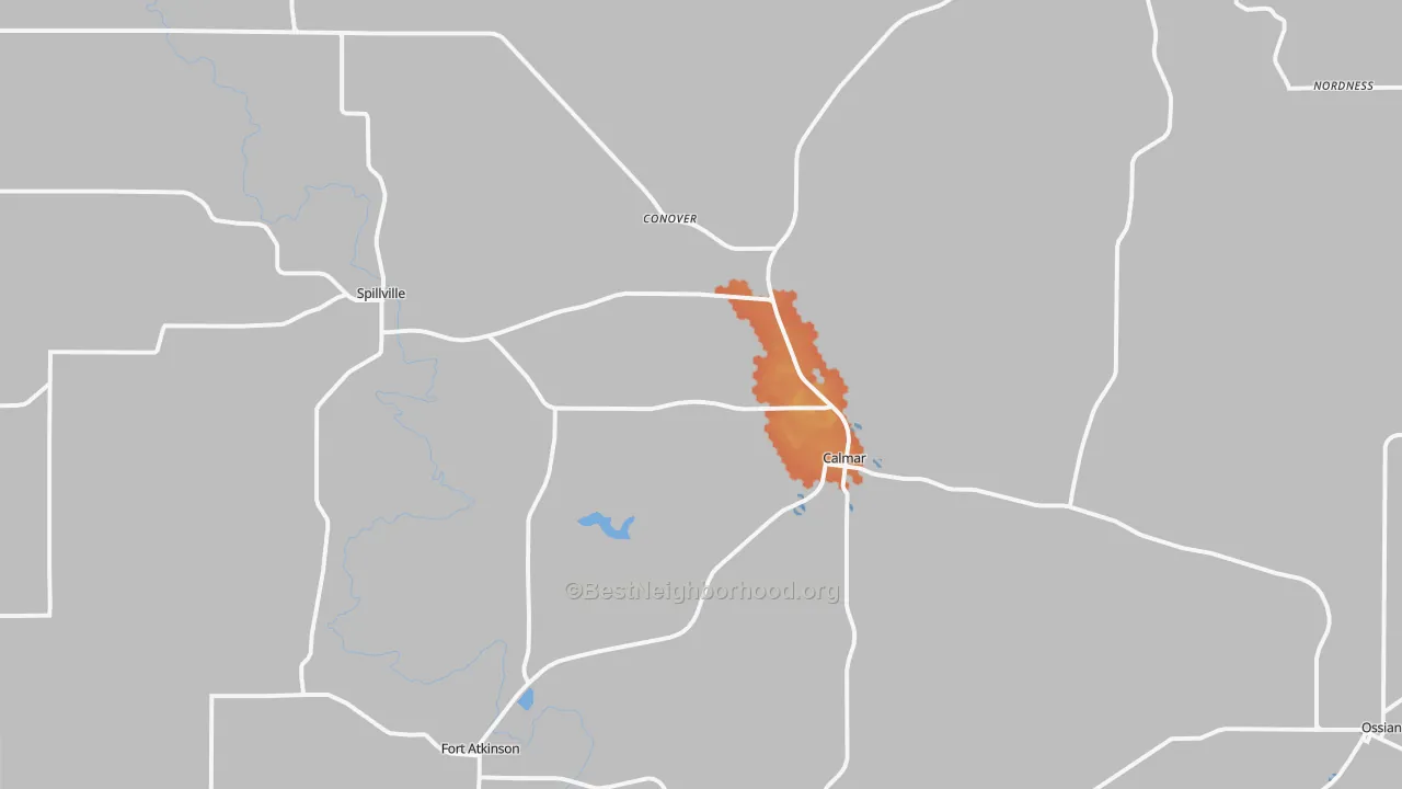 Bike Grade map of 52132, IA