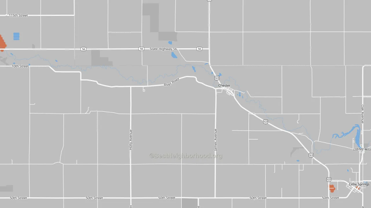 Bike Grade map of 52134, IA