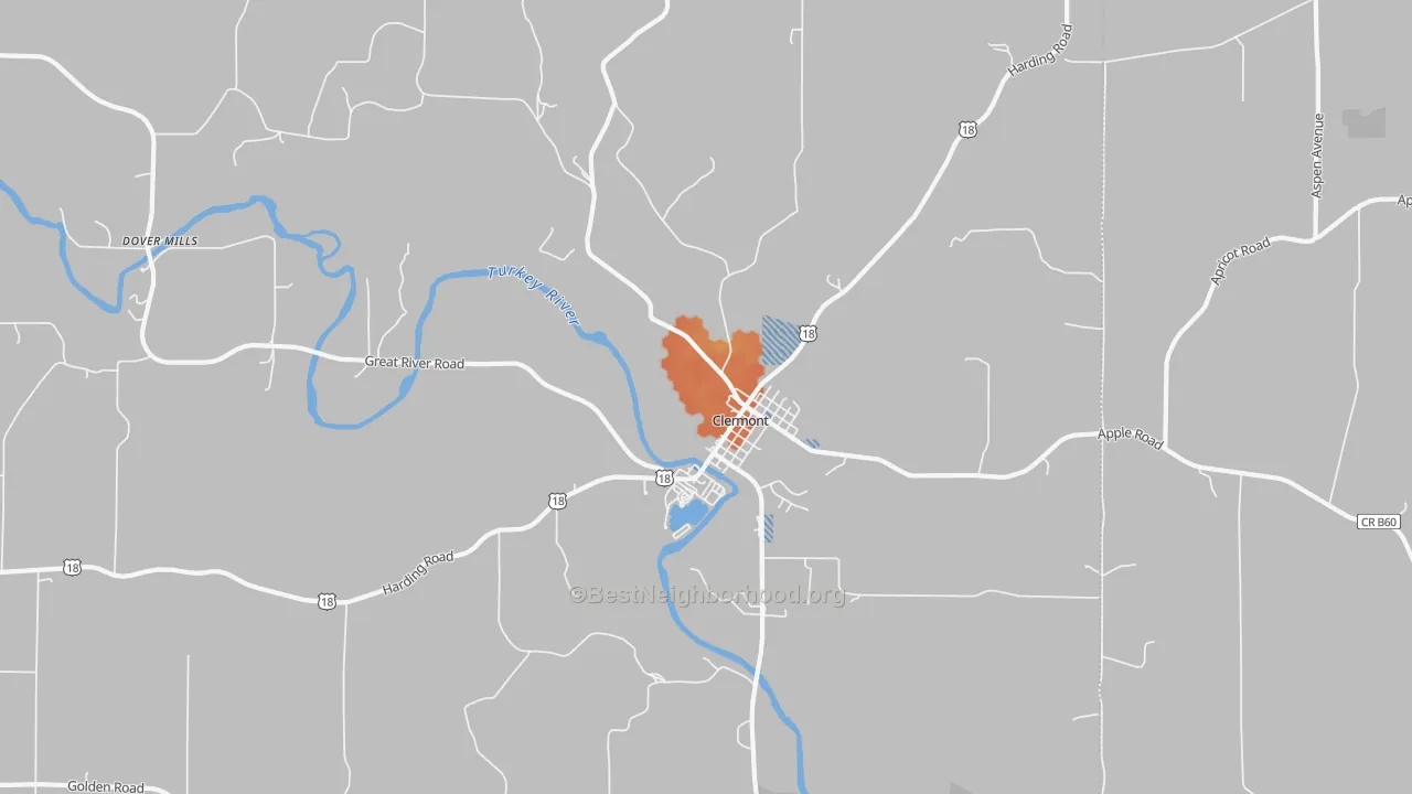 Bike Grade map of 52135, IA