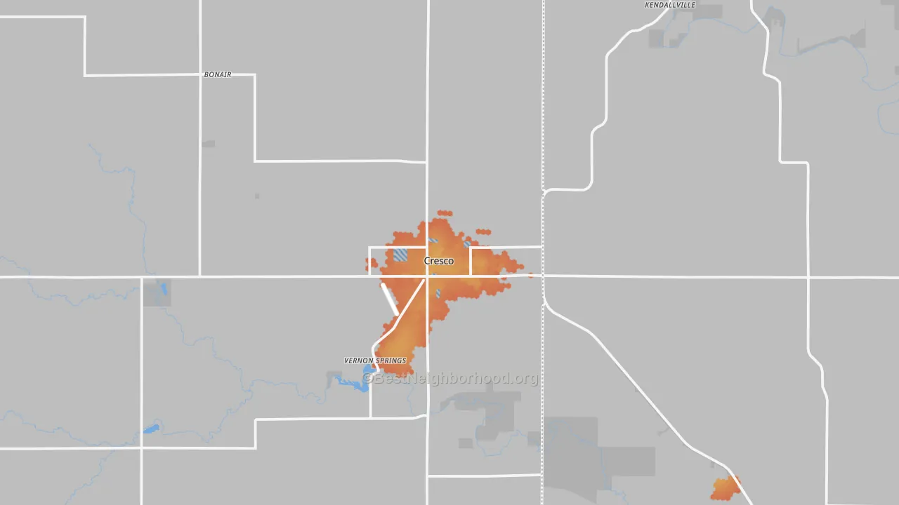 Bike Grade map of 52136, IA