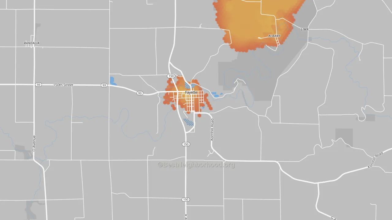Bike Grade map of 52142, IA
