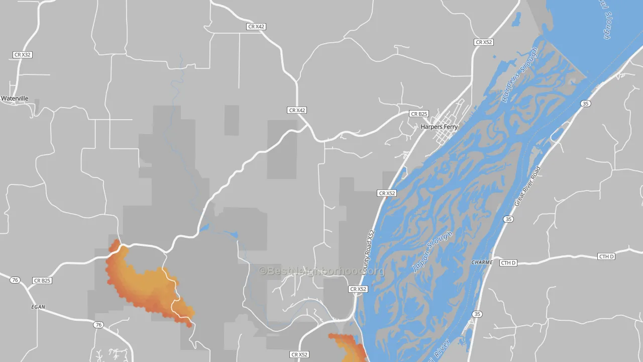 Bike Grade map of 52146, IA