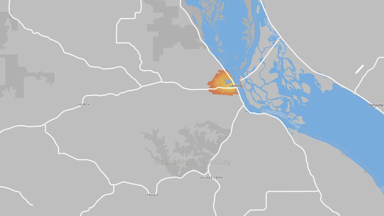 Bike Grade map of 52151, IA