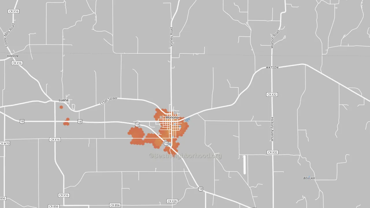Bike Grade map of 52159, IA