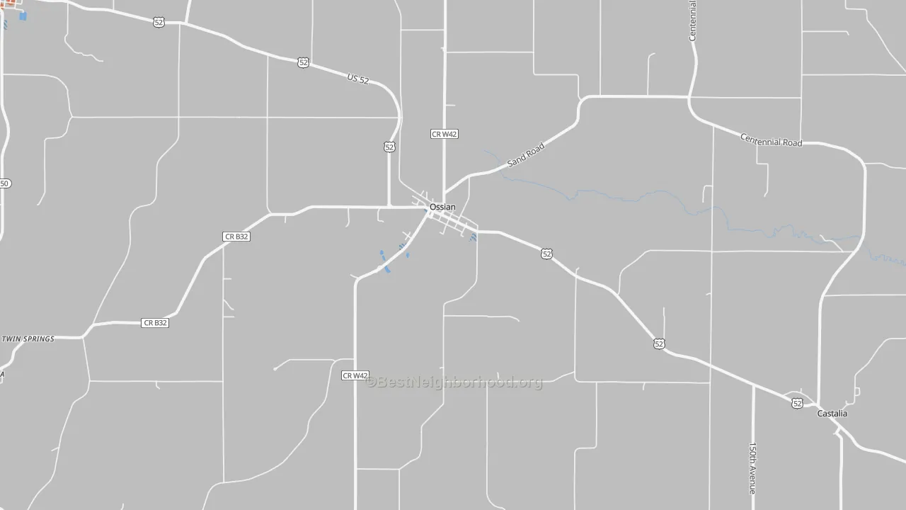 Bike Grade map of 52161, IA