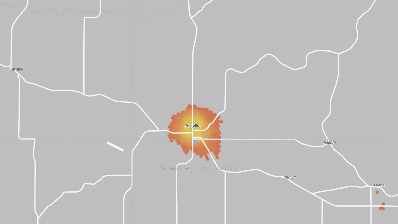 Bike Grade map of 52162, IA