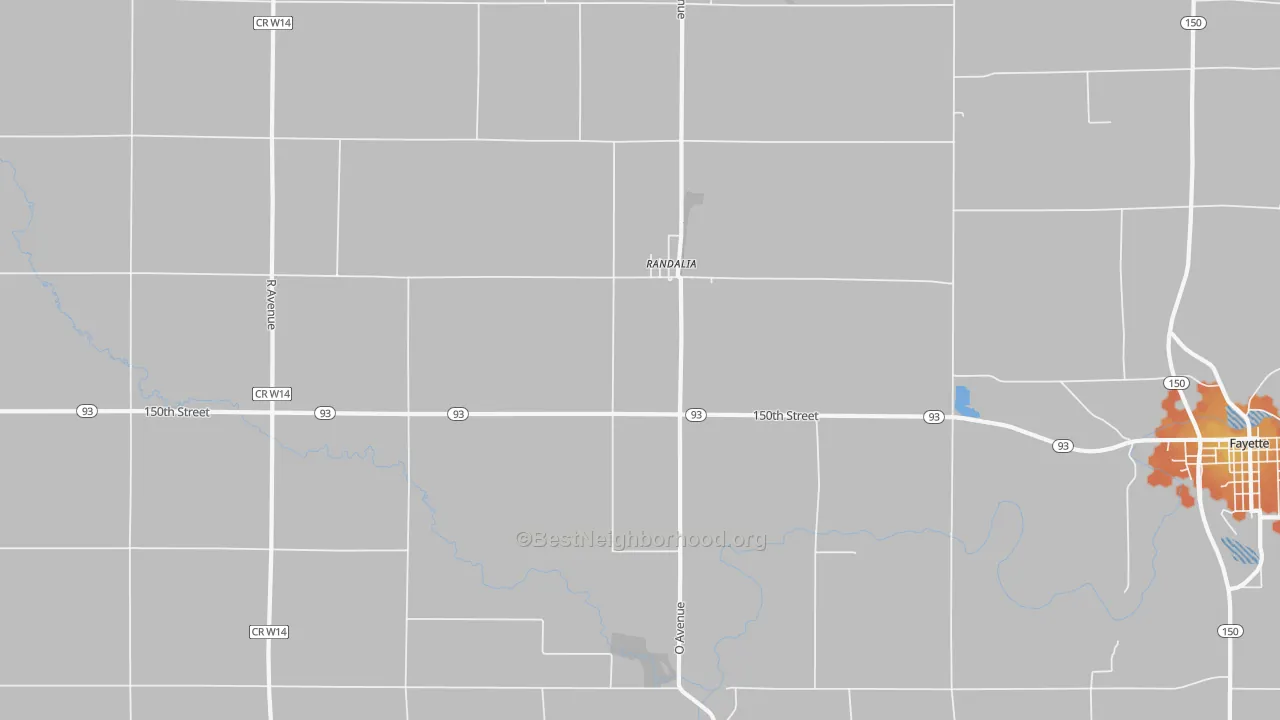 Bike Grade map of 52164, IA