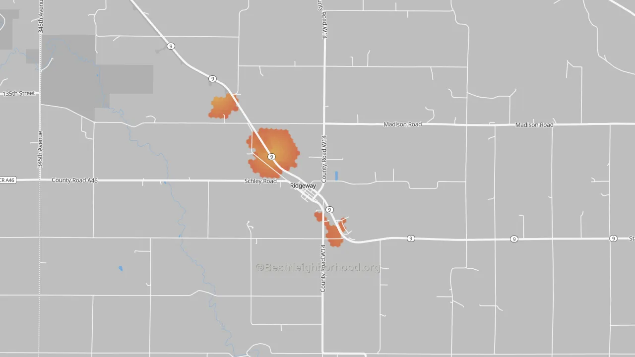 Bike Grade map of 52165, IA