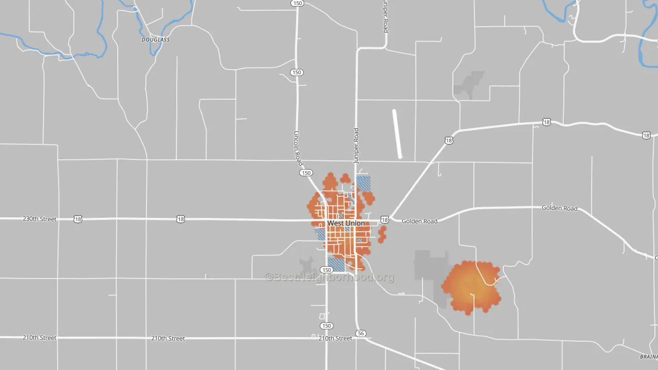 Bike Grade map of 52175, IA