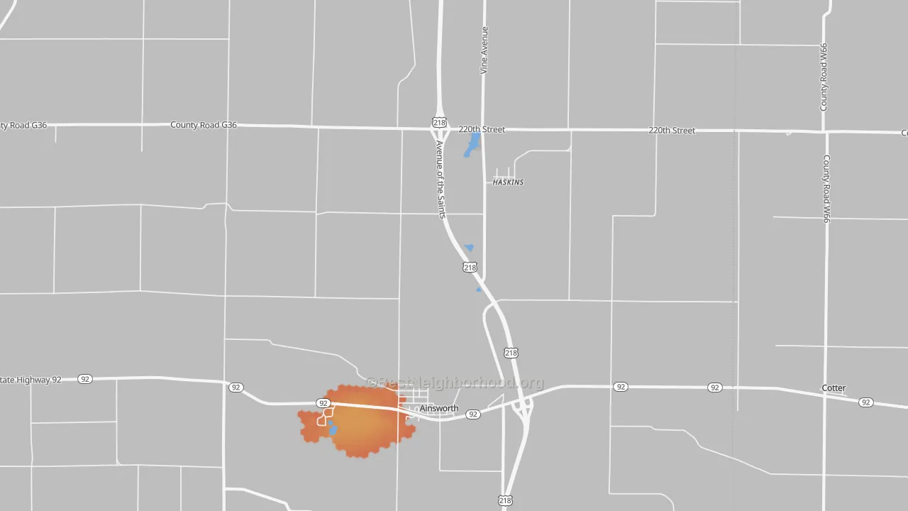 Bike Grade map of 52201, IA