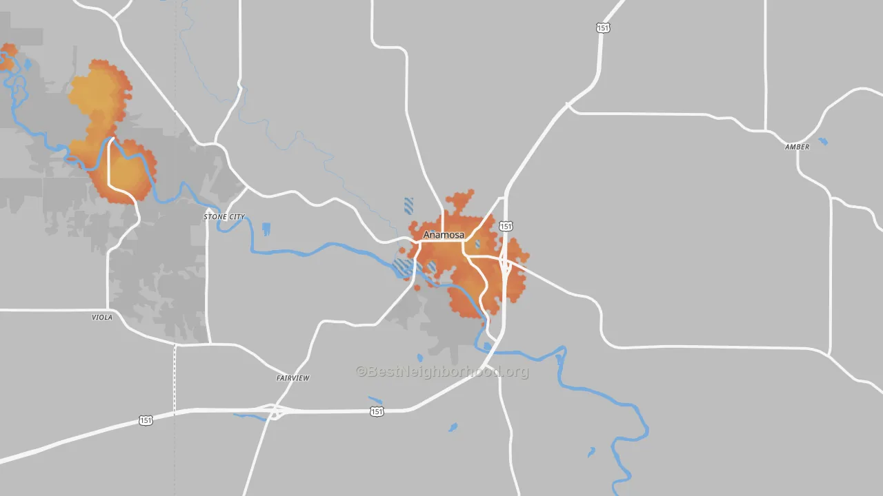 Bike Grade map of 52205, IA
