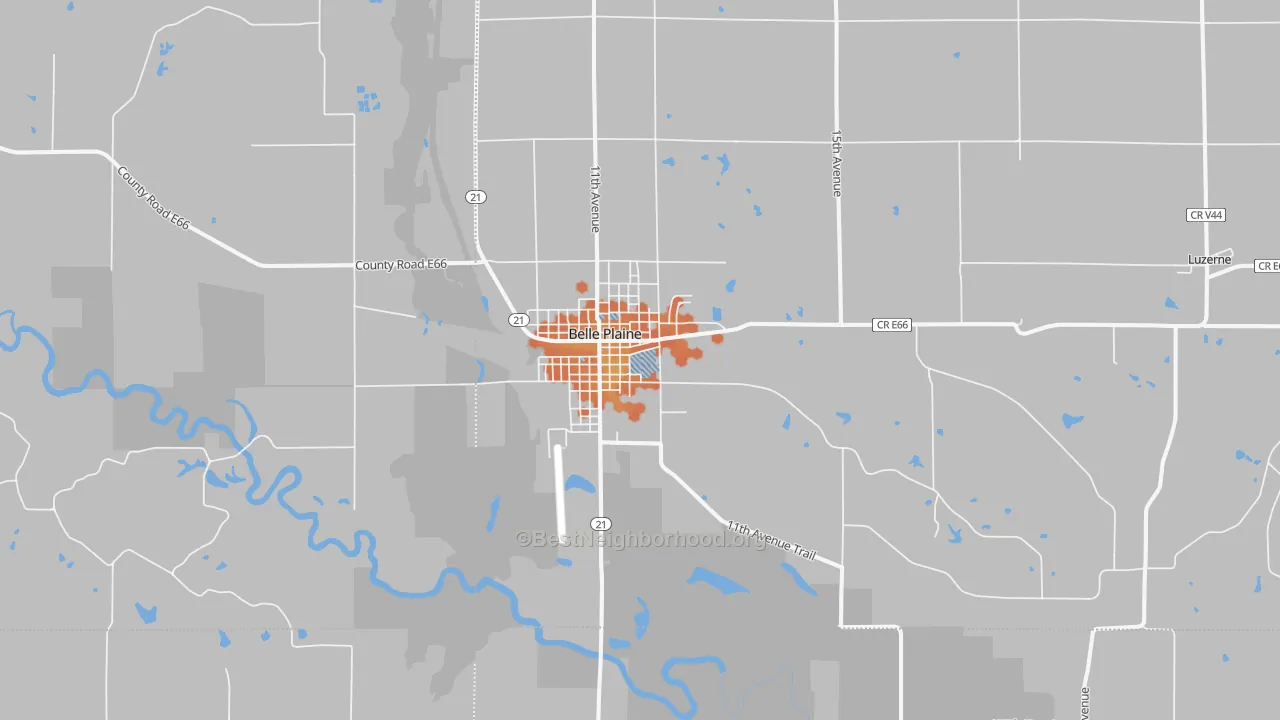 Bike Grade map of 52208, IA