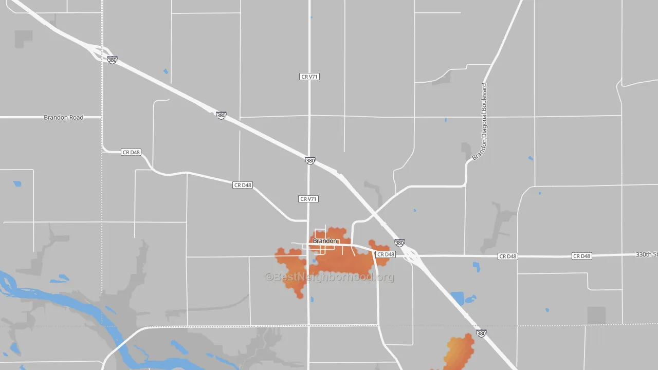 Bike Grade map of 52210, IA
