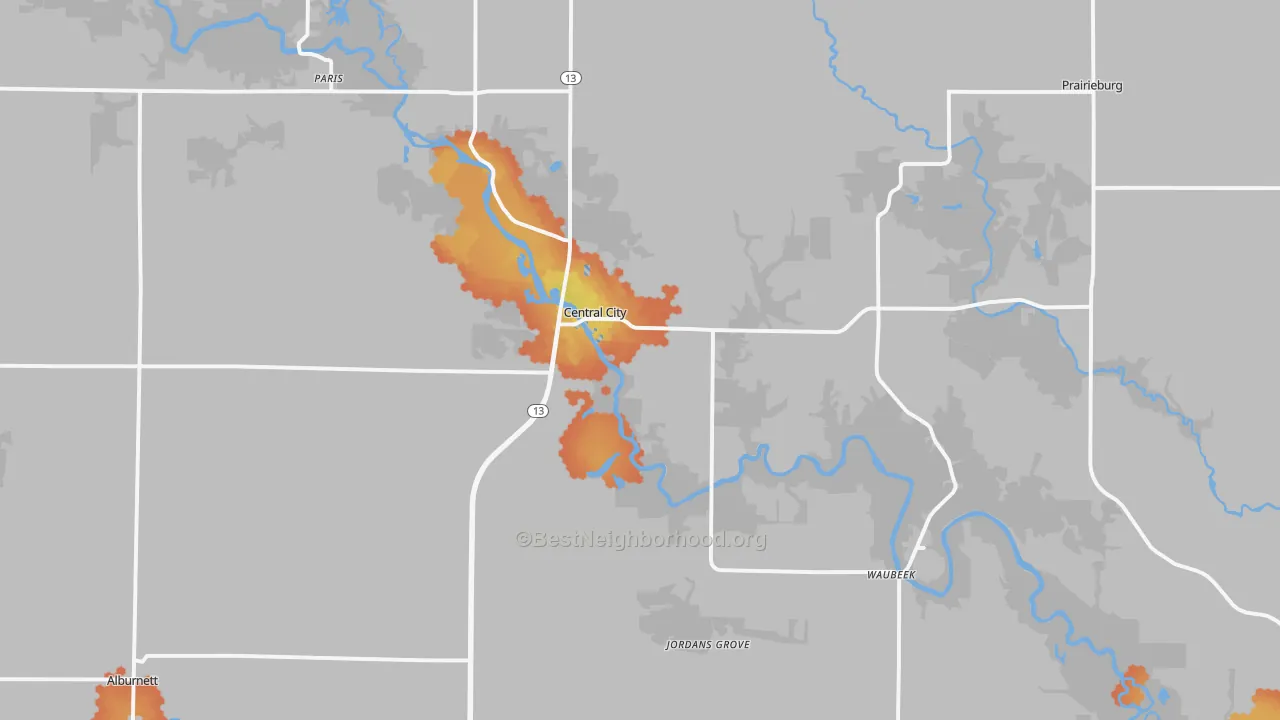 Bike Grade map of 52214, IA