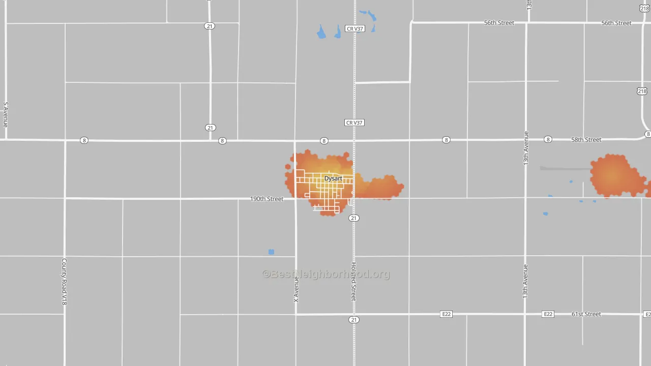 Bike Grade map of 52224, IA