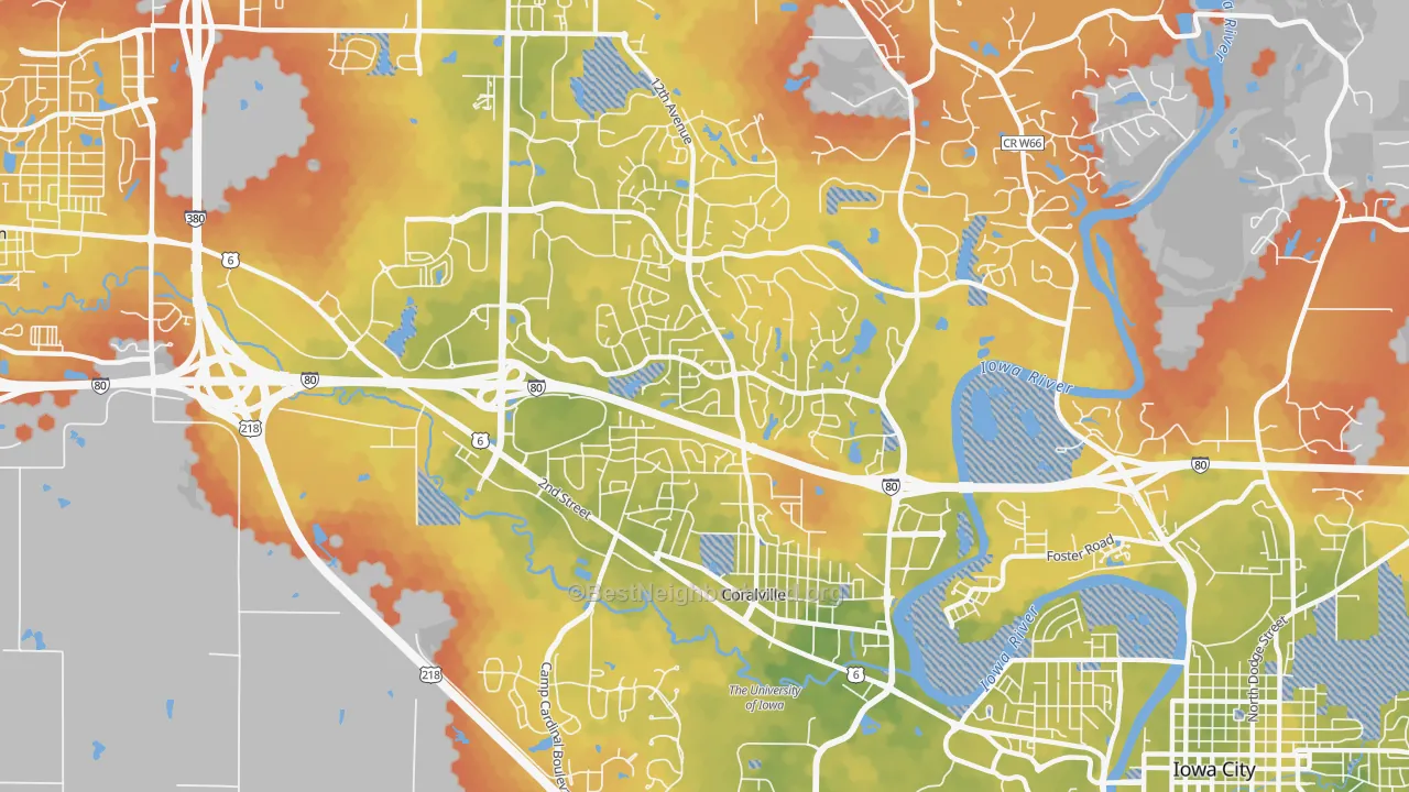 Bike Grade map of 52241, IA