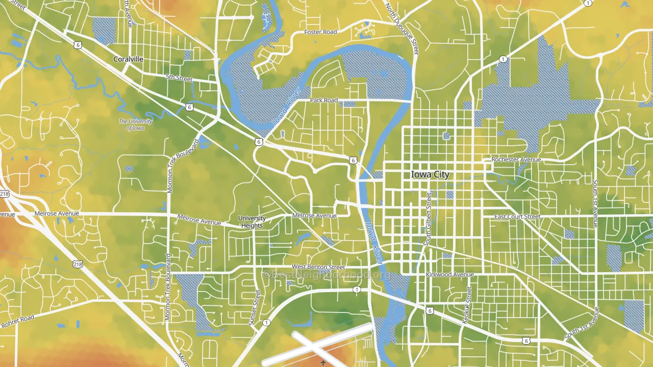 Bike Grade map of 52242, IA
