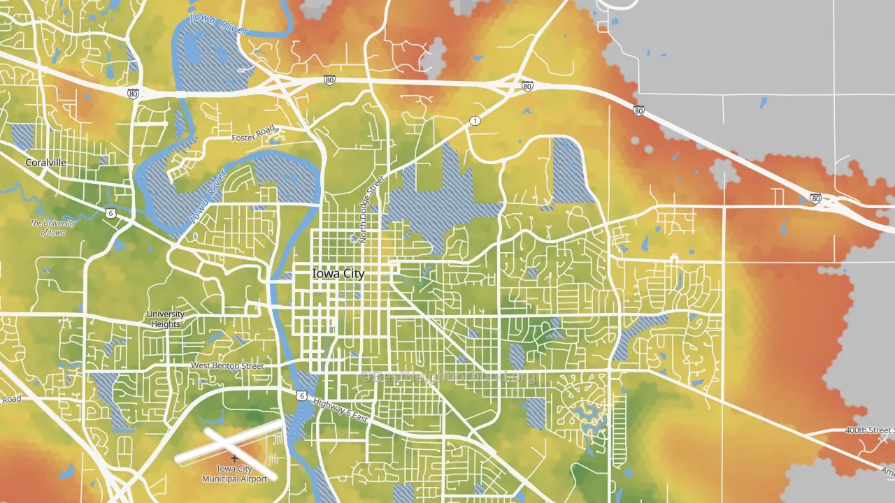Bike Grade map of 52245, IA