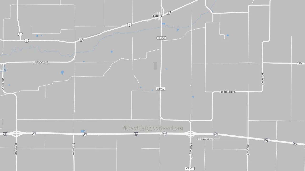Bike Grade map of 52251, IA