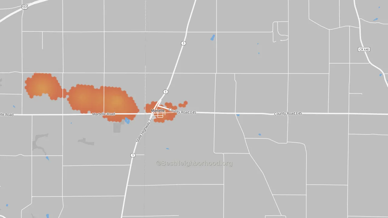 Bike Grade map of 52305, IA