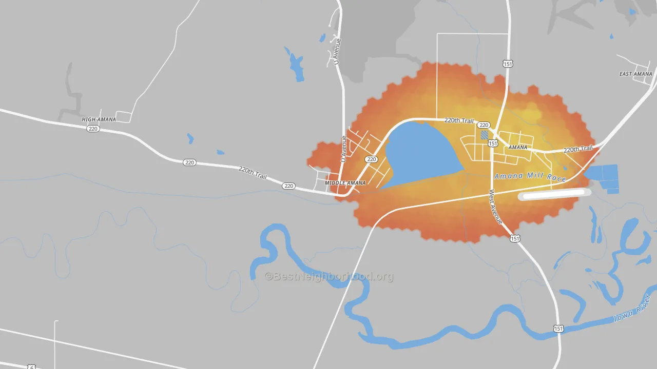 Bike Grade map of 52307, IA